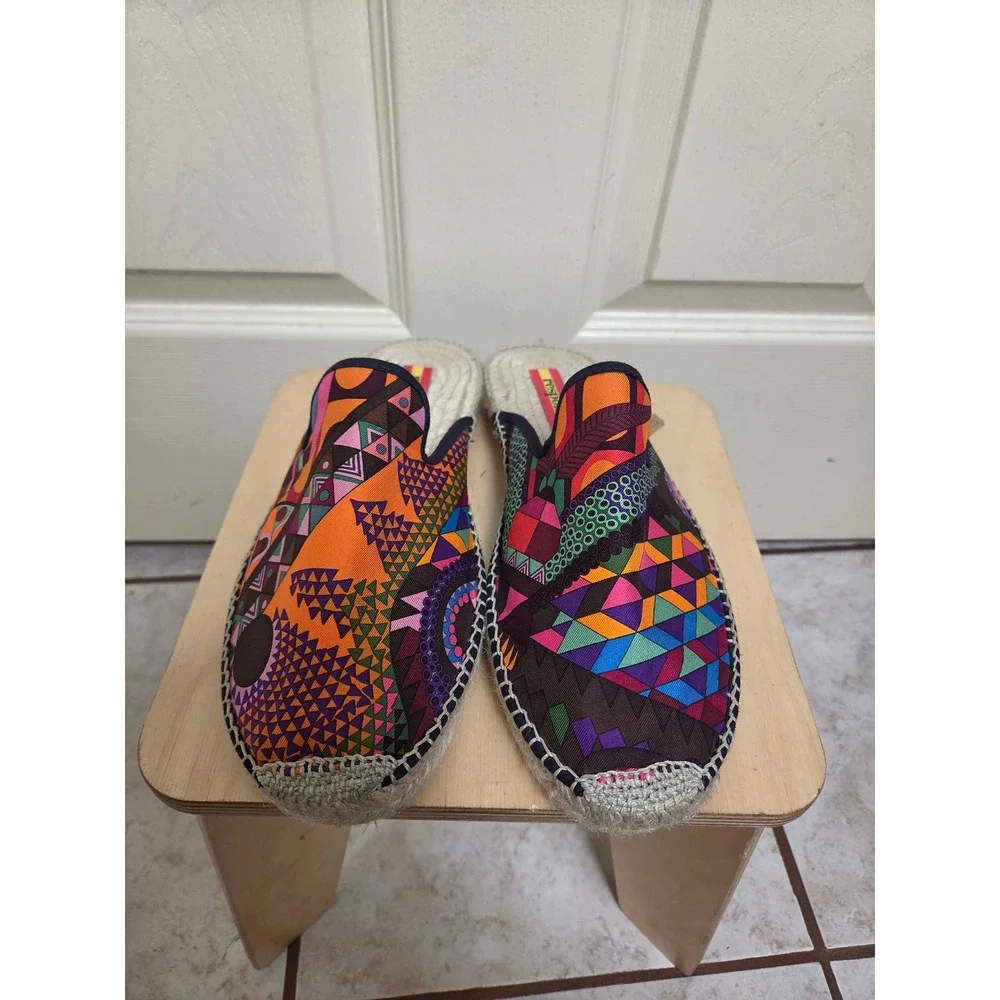 Respoke Silk hermes Scarf Espadrille Mules Multicolor‎ Geometric Slides 39